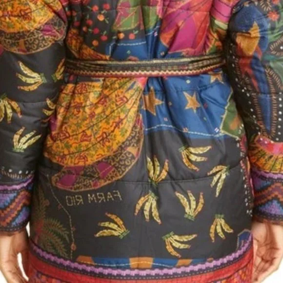 Farm Rio Crazy Mix Reversible Puffer Jacket Dopamine Tropical - Picture 8 of 13